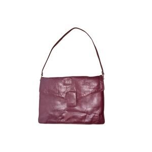 Vintage rust red leather portfolio with shoulder strap iPad tablet briefcase